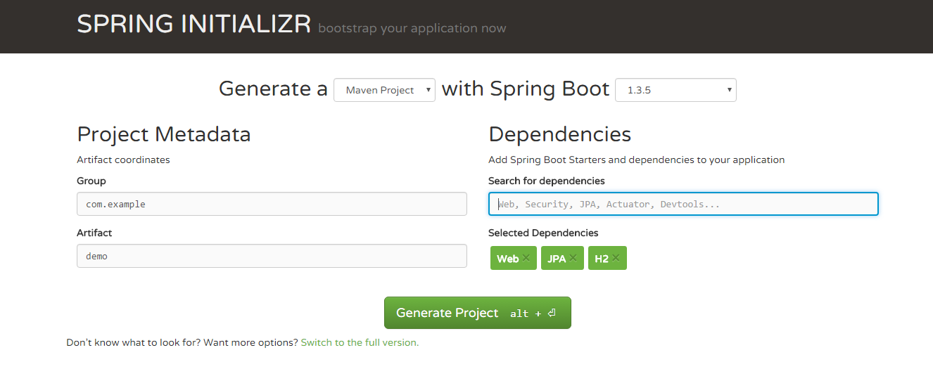 Spring initializr